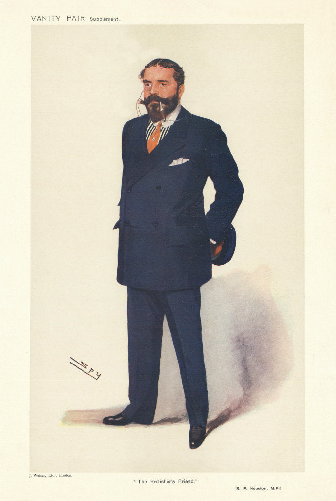 VANITY FAIR SPY CARTOON Robert Paterson Houston '…Britisher's Best Friend' 1911